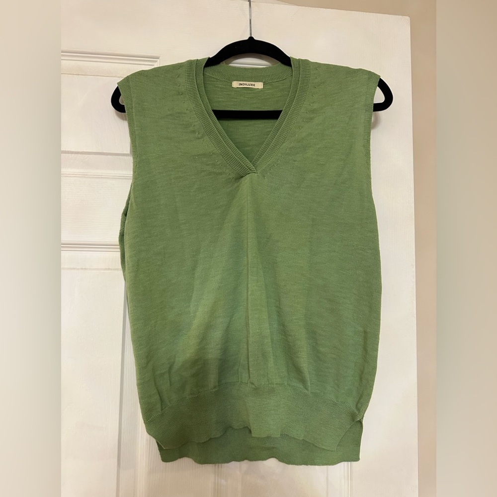 Indiluxe green knit vest